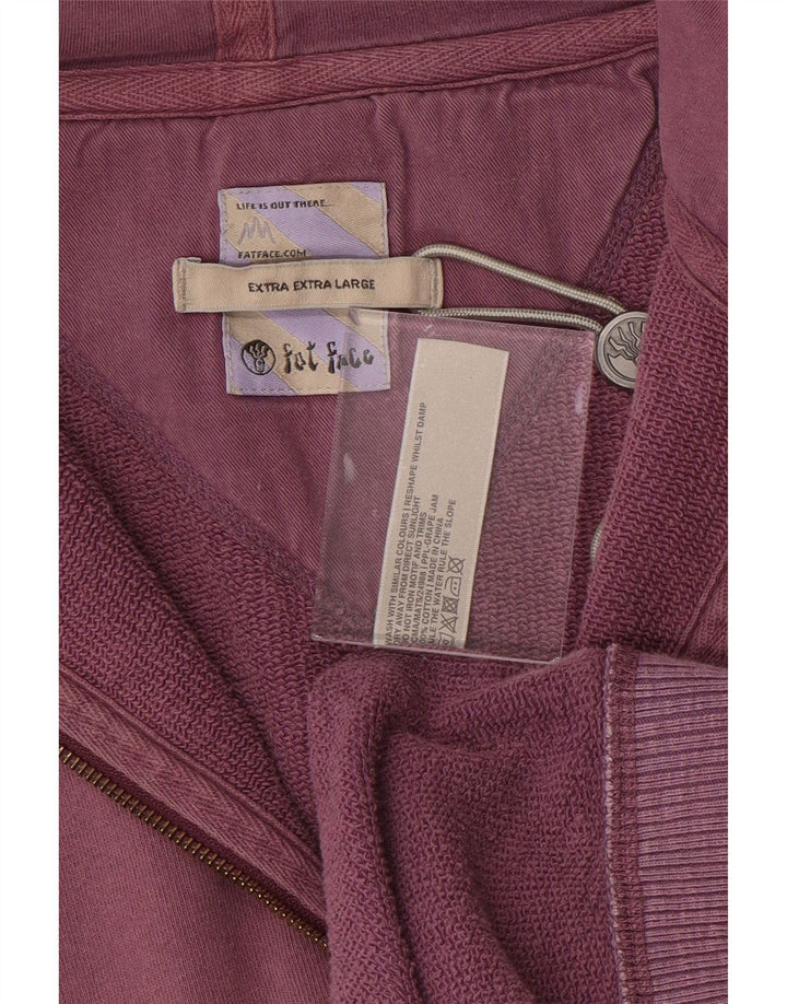 FAT FACE Ανδρικό πουλόβερ με φερμουάρ κουκούλα 2XL Μωβ βαμβακερό