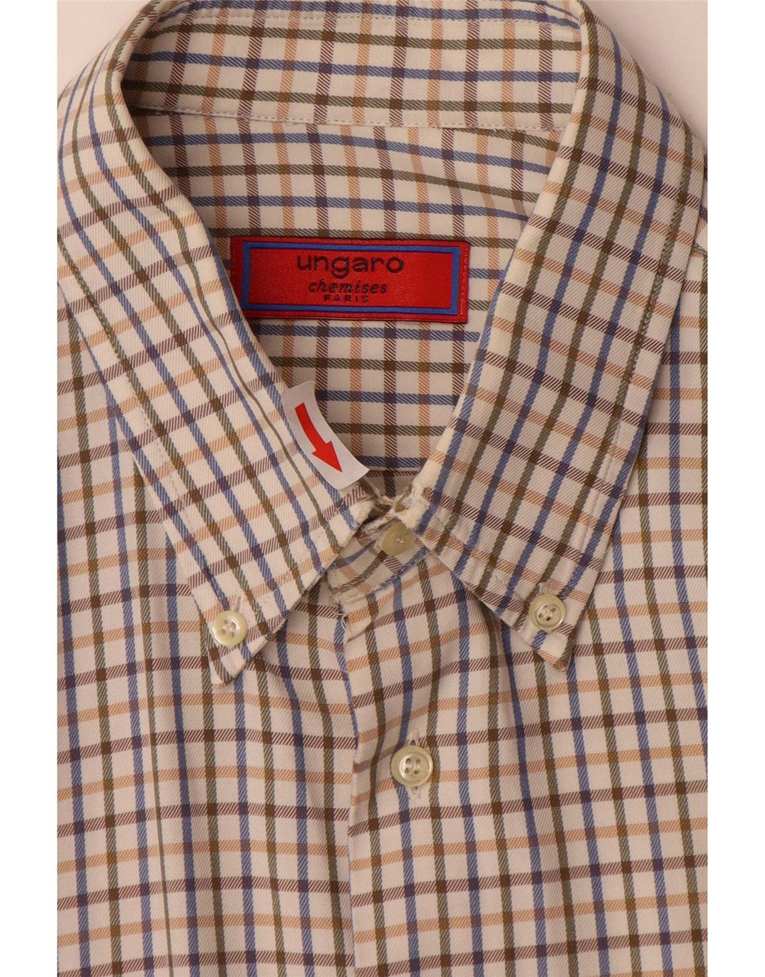 Ungaro Ανδρικό πουκάμισο Classic Fit XL Μπέζ Check
