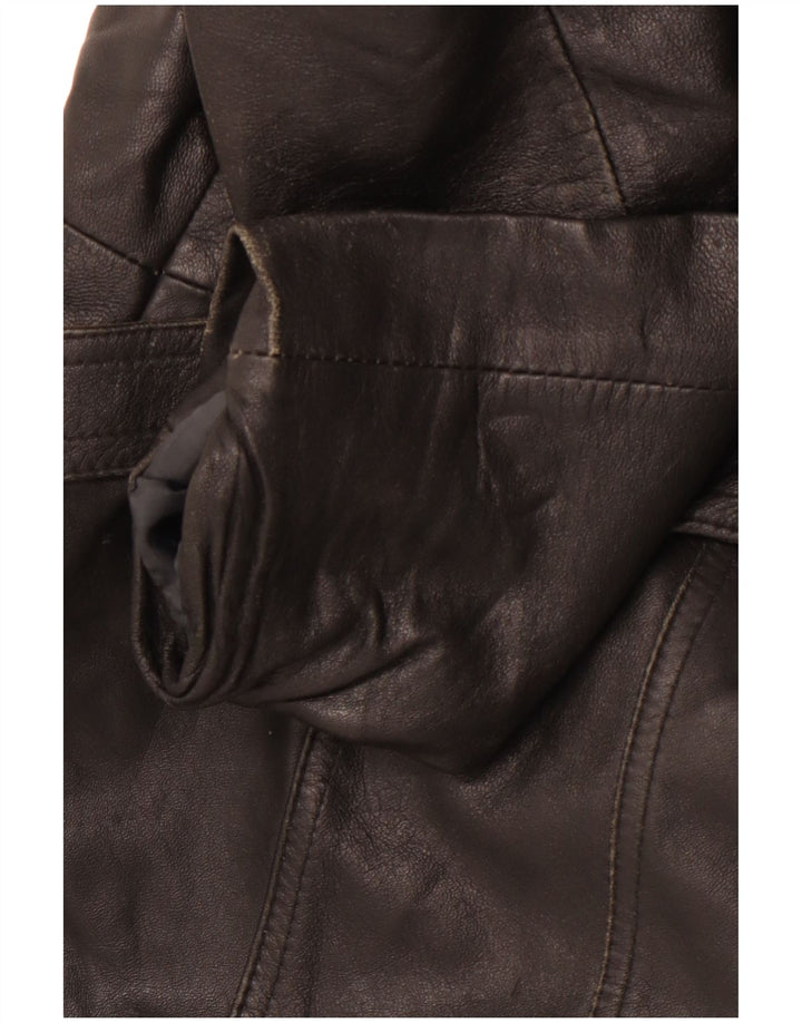 VINTAGE Γυναικείο Δερμάτινο Παλτό IT 40 Small Μαύρο