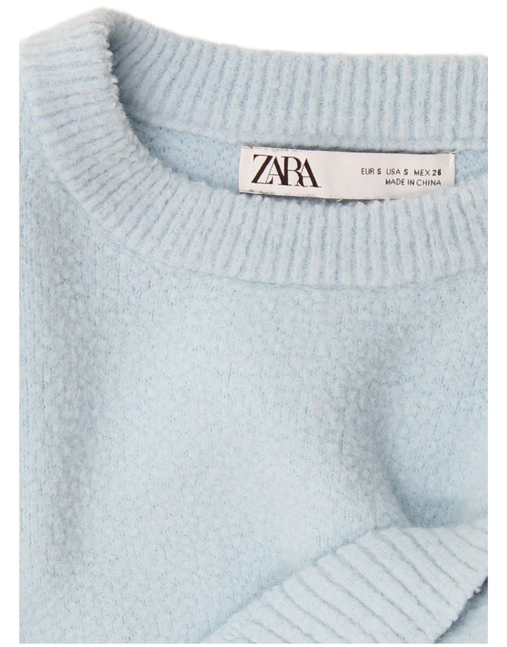 Γυναικείο πουλόβερ ZARA Crop Boat Neck Jumper UK 8 Small Blue