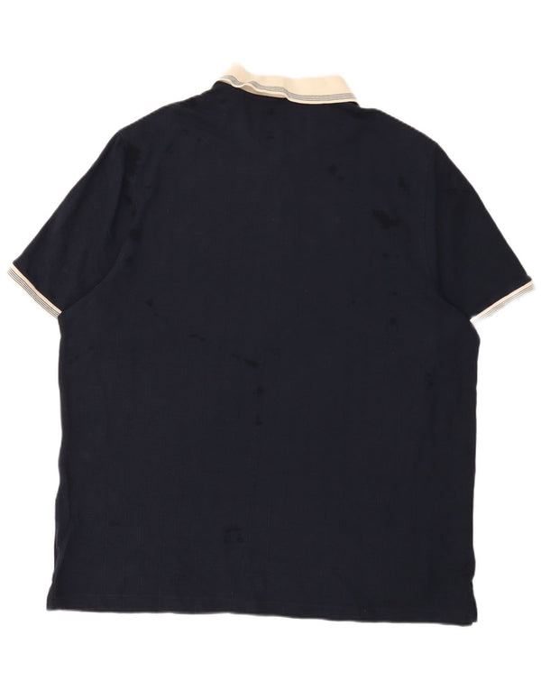 Marks & Spencer Mens Polo Shirt 3XL Navy Blue Colourblock Cotton
