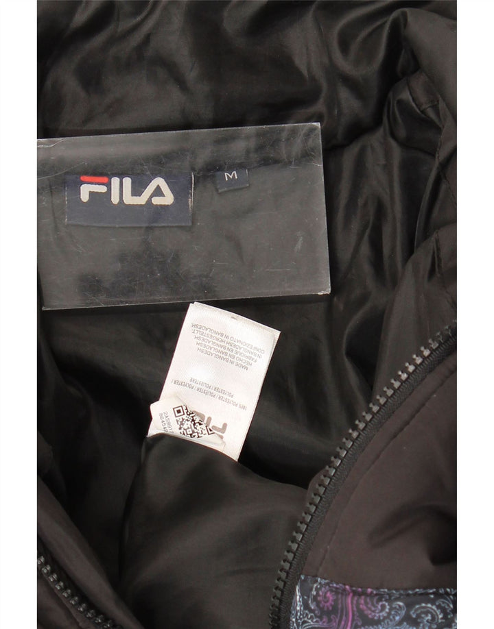 Fila Γυναικείο μπουφάν με επένδυση UK 14 μεσαίο μαύρο Paisley πολυεστέρας