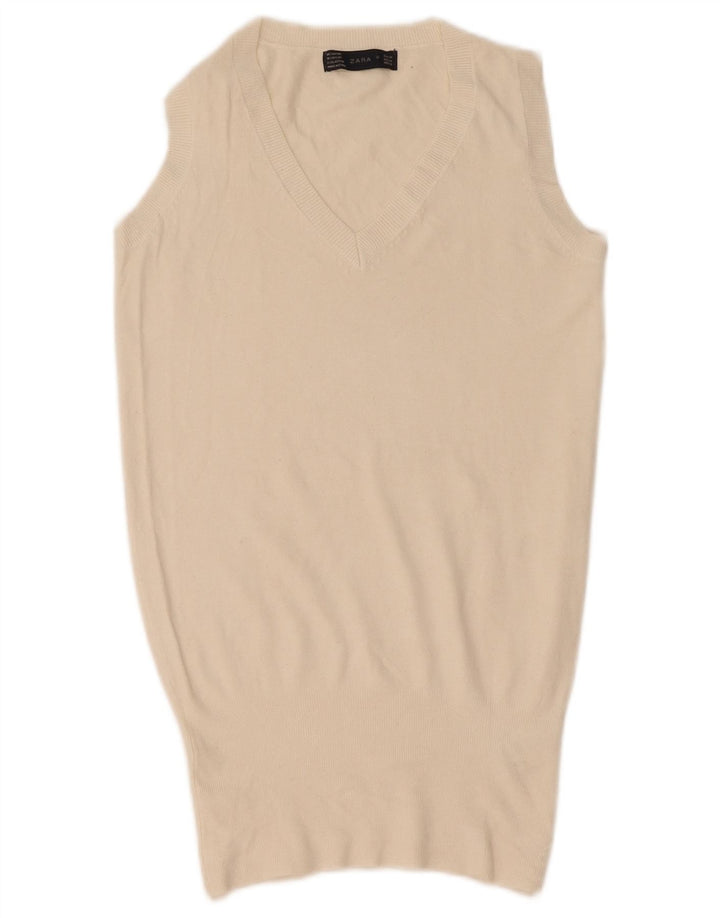 Zara Γυναικείο Γιλέκο Τοπ UK 12 Medium White Rayon