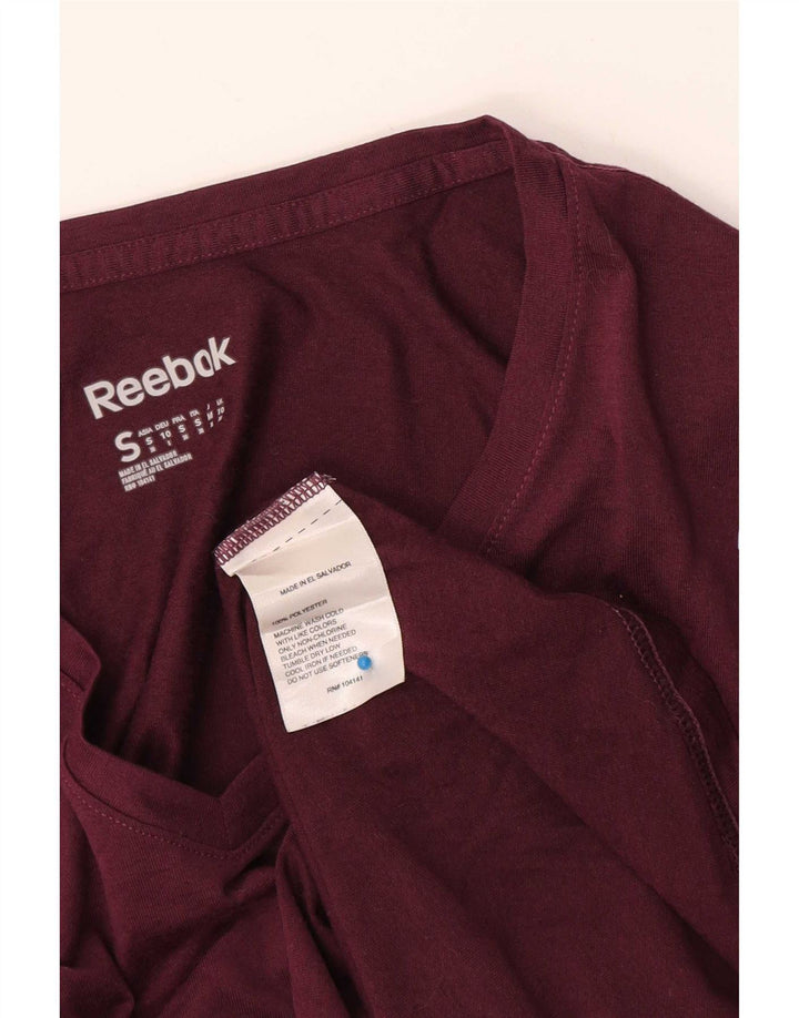Reebok Γυναικείο T-Shirt Top UK 10 Small Burgundy Polyester