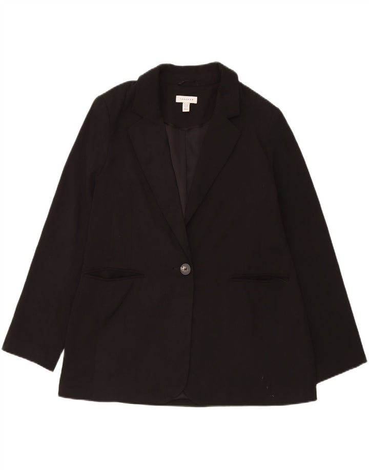 Topshop Γυναικείο Μπουφάν Blazer UK 14 Μεσαίου Μαύρου Πολυεστέρα