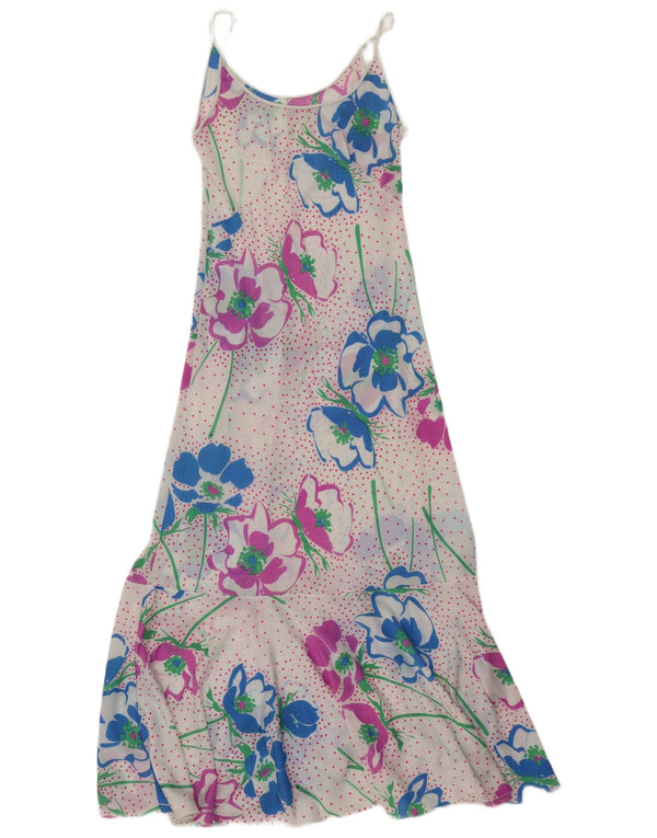 Vintage γυναικείο φόρεμα See Through Maxi UK 8 Small White Floral