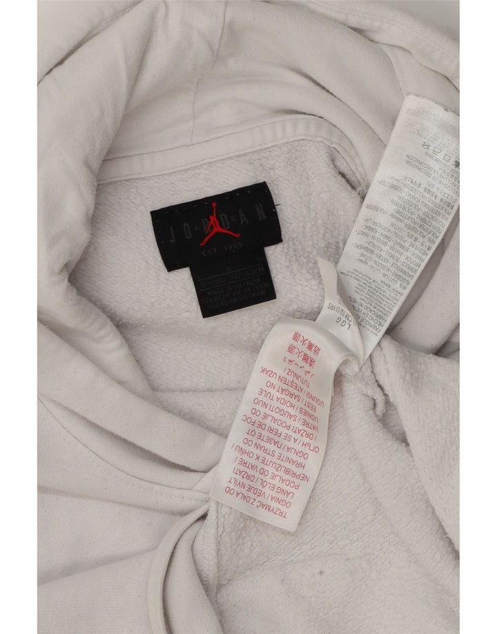 JORDAN Boys Hoodie Jumper 12-13 ετών Μεγάλο λευκό βαμβακερό