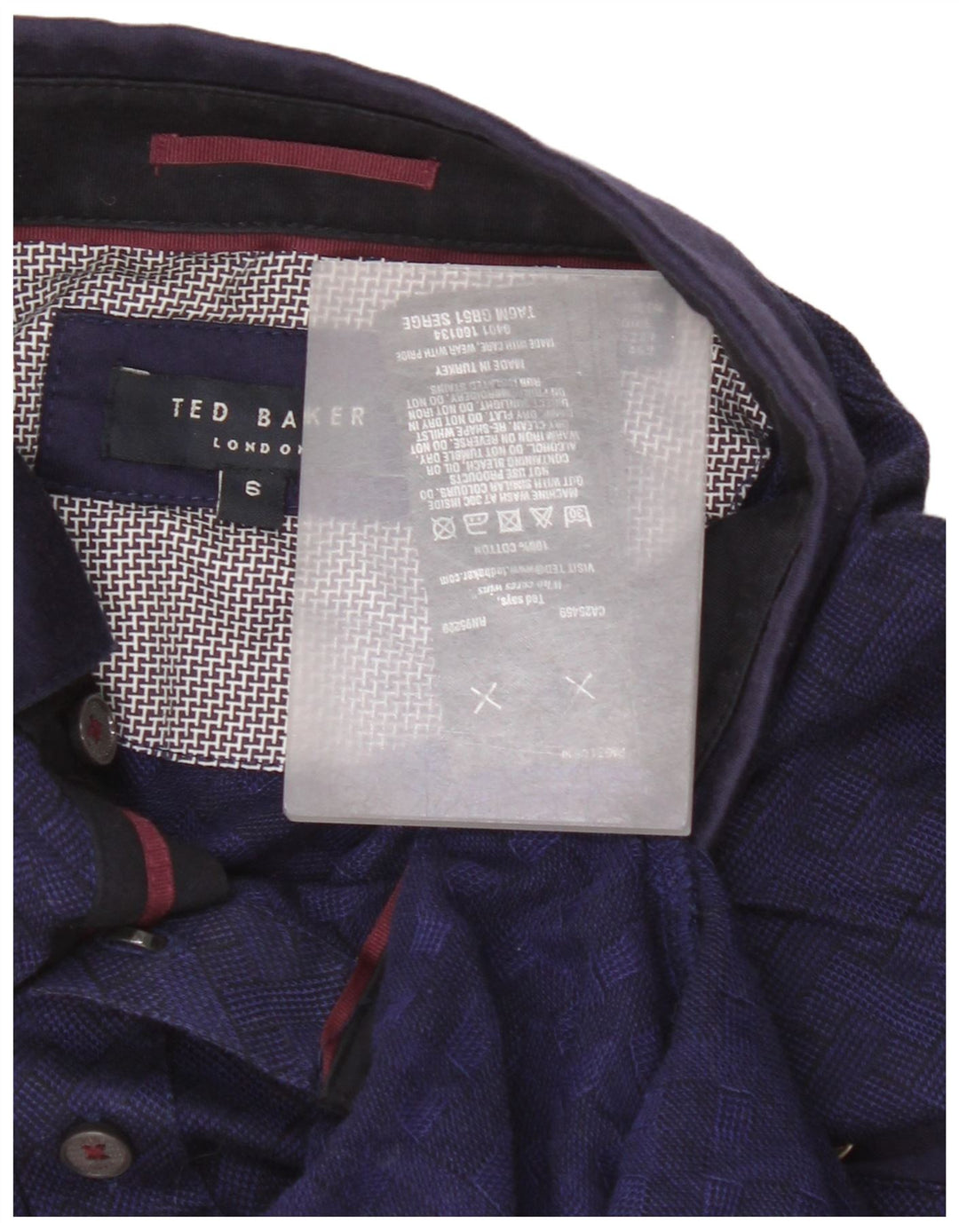Ted Baker Ανδρικό μπλουζάκι πόλο νούμερο 6 2XL Navy Blue Check Cotton