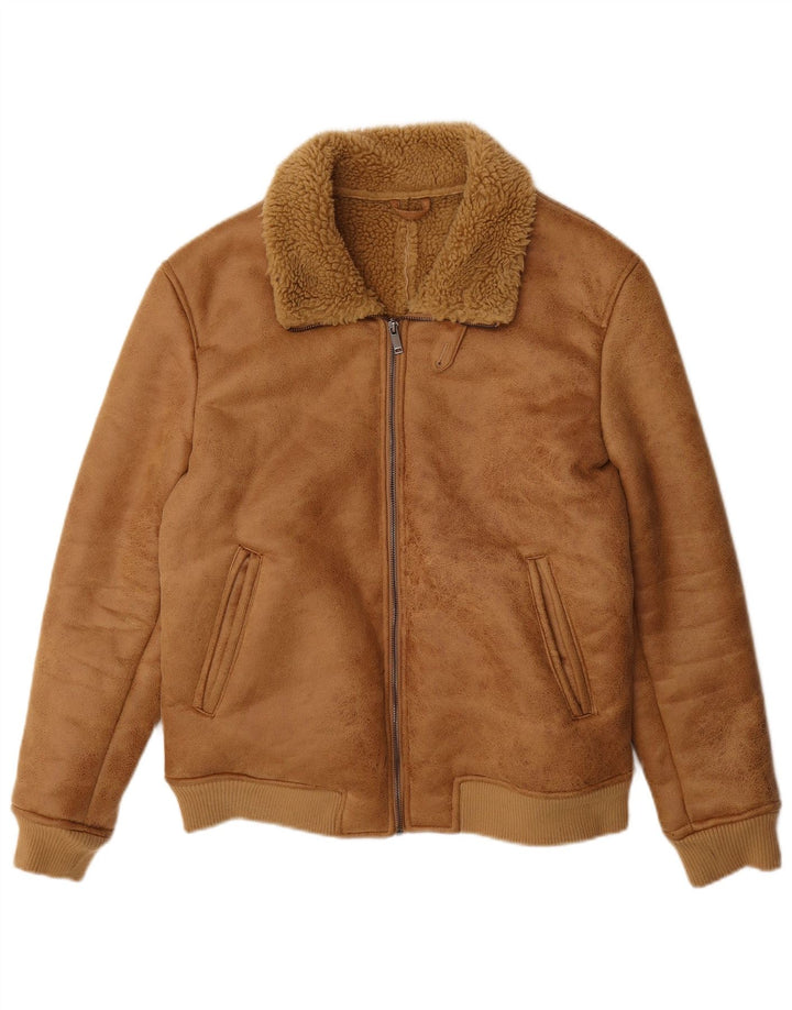 Piombo Ανδρικό μπουφάν Sherpa από Faux Fur UK 38 Medium Beige Polyester