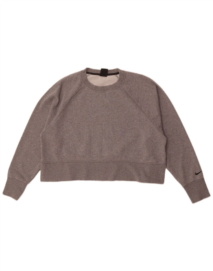 Γυναικείο γραφικό υπερμεγέθη φούτερ Nike Dri Fit Jumper UK 14 Medium Grey