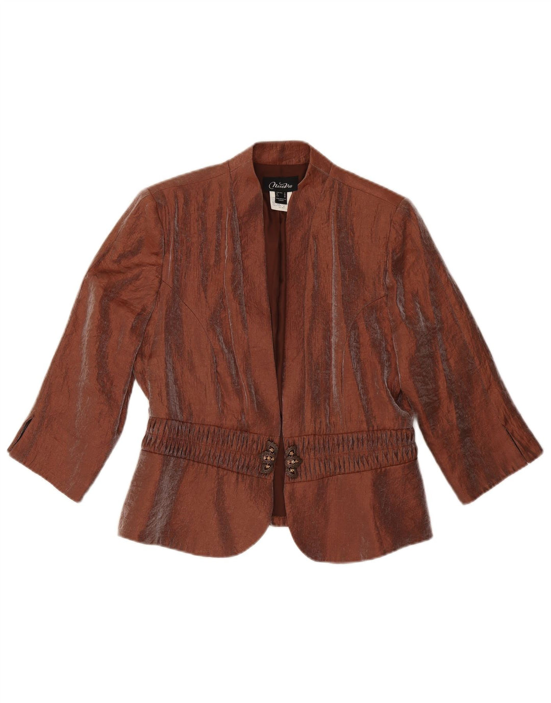 Vintage γυναικείο 3/4 μανίκι σακάκι UK 10 Small Brown Rayon