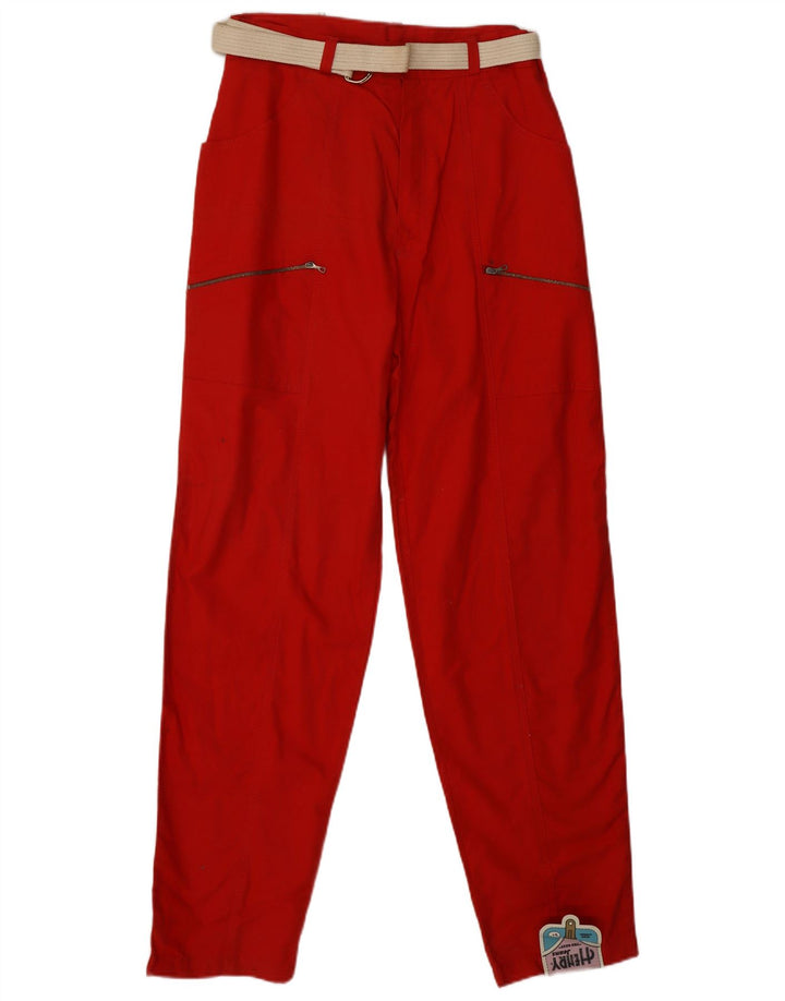 VINTAGE Γυναικείο ψηλόμεσο παντελόνι Cargo IT 46 μεγάλο W28 L31 κόκκινο βαμβακερό