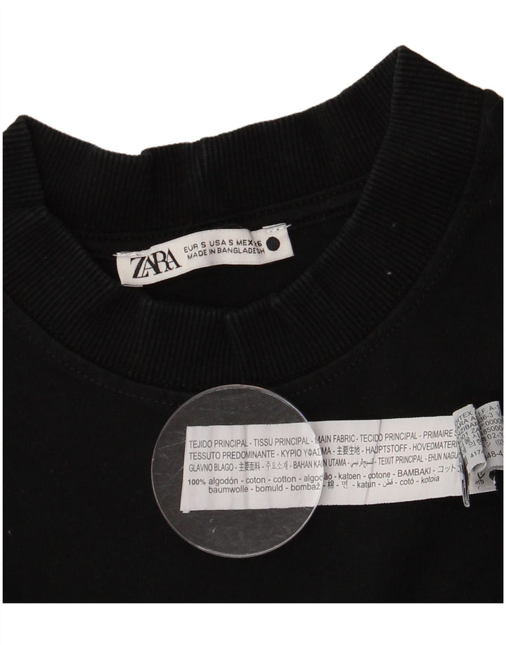 Γυναικείο T-Shirt ZARA Top UK 10 Small Black Βαμβακερό