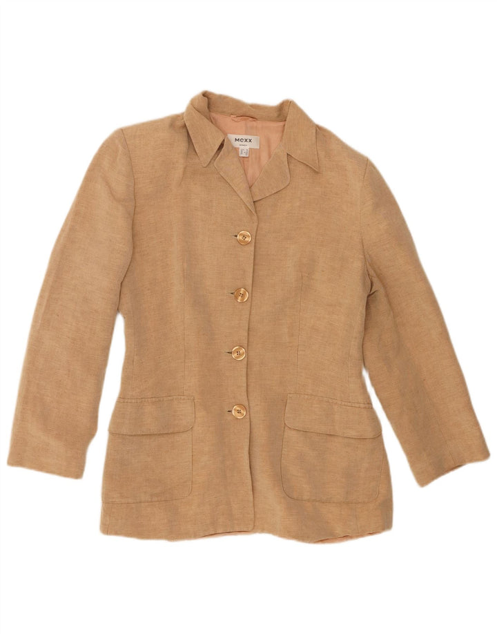MEXX Womens 4 Button Blazer Jacket UK 12 Medium Beige Linen
