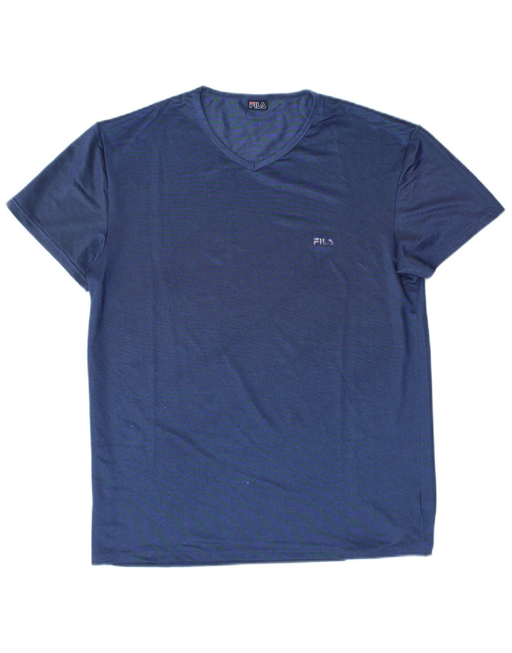 FILA Γυναικείο T-Shirt Top UK 14 Large Blue Polyester