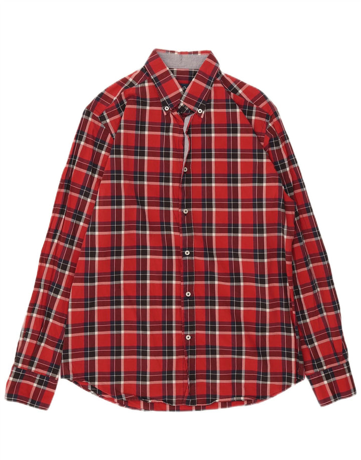 Massimo Dutti Ανδρικό πουκάμισο Casual Fit Flannel με μεγάλο κόκκινο καρό
