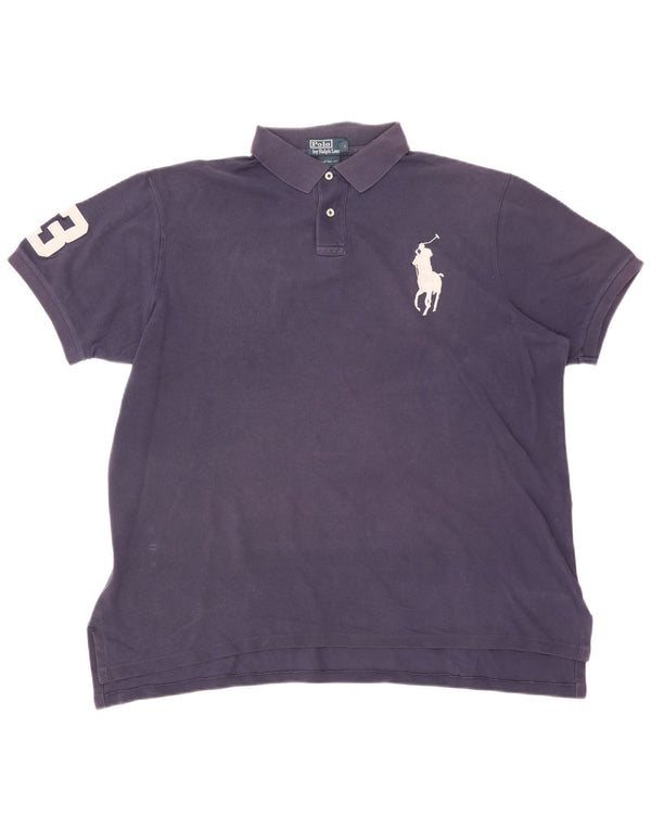 Polo Ralph Lauren Ανδρικό γραφικό μπλουζάκι πόλο 2XL Navy Blue από βαμβάκι