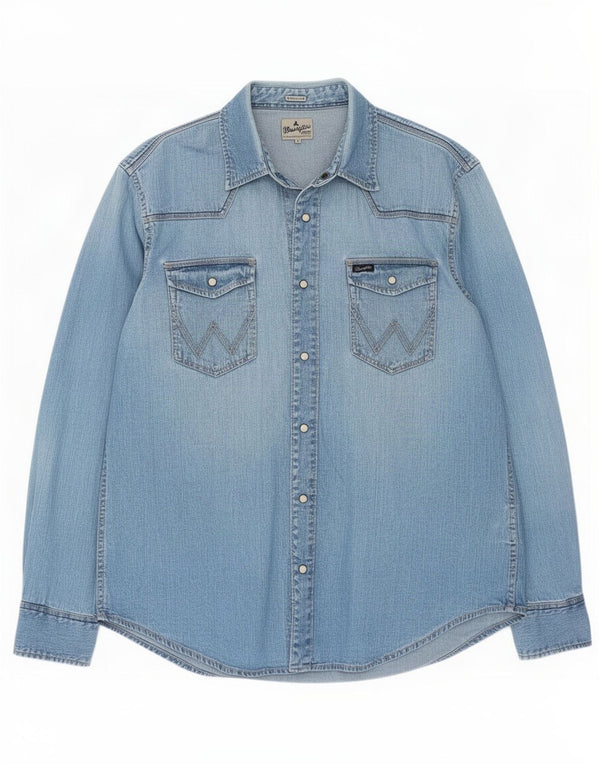 Ανδρικό τζιν πουκάμισο Wrangler XL Μπλε βαμβακερό