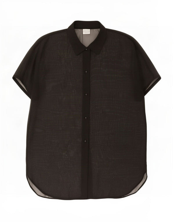 Benetton Γυναικεία Μπλούζα See Through πουκάμισο UK 14 Medium Black