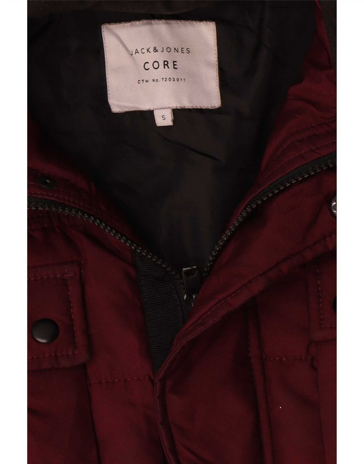 Jack & Jones Ανδρικό μπουφάν με κουκούλα UK 36 Small μπορντό πολυεστέρας