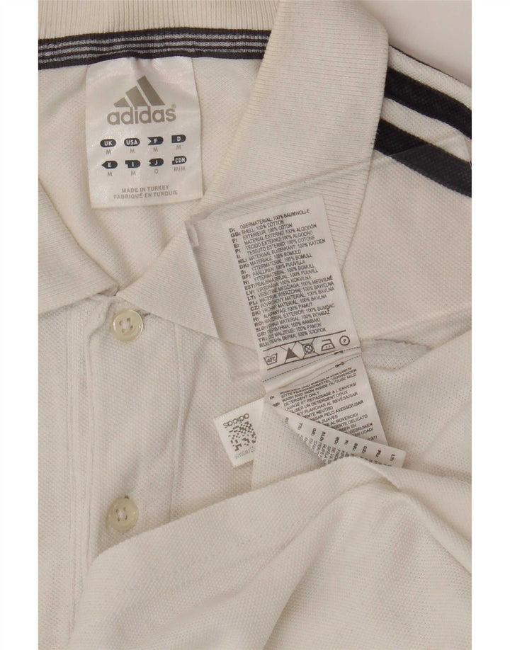Ανδρικό πουκάμισο πόλο Adidas, μεσαίο λευκό βαμβακερό