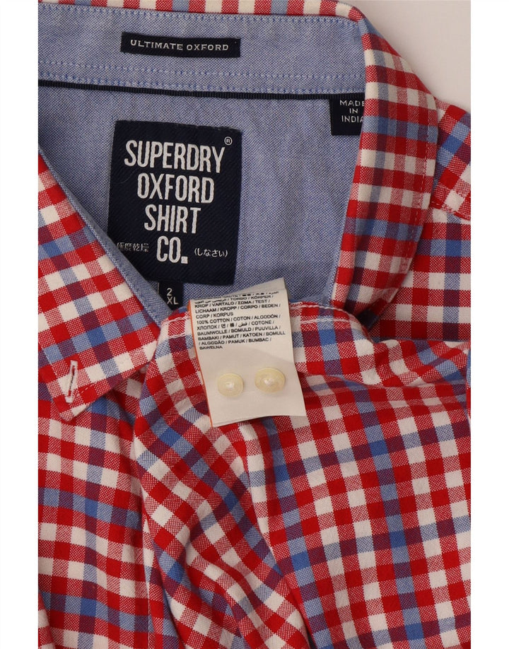 Ανδρικό κοντομάνικο πουκάμισο SUPERDRY 2XL Κόκκινο βαμβακερό καρό