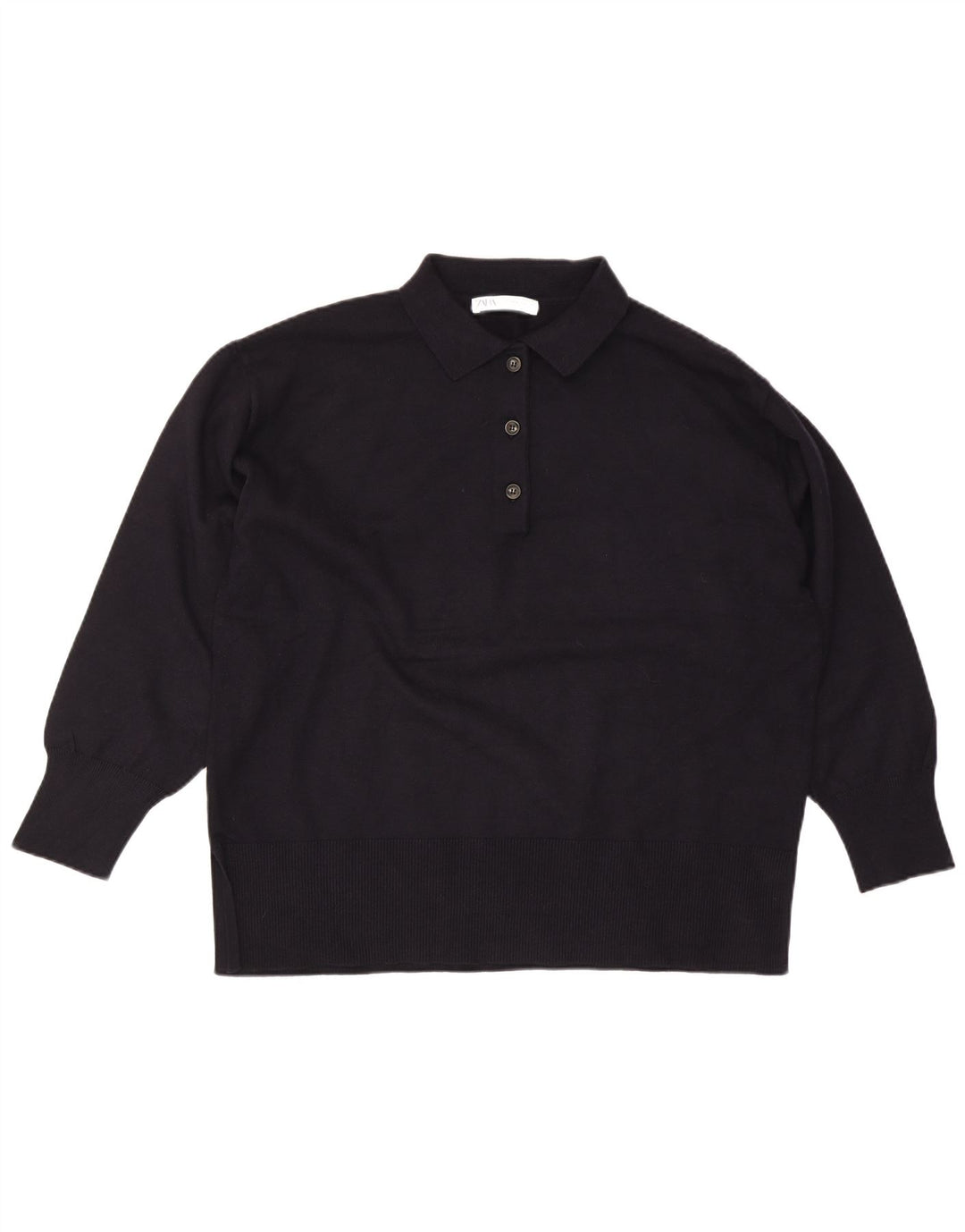 Zara Γυναικείο Πόλο πουλόβερ με λαιμόκοψη UK 14 Medium Navy Blue