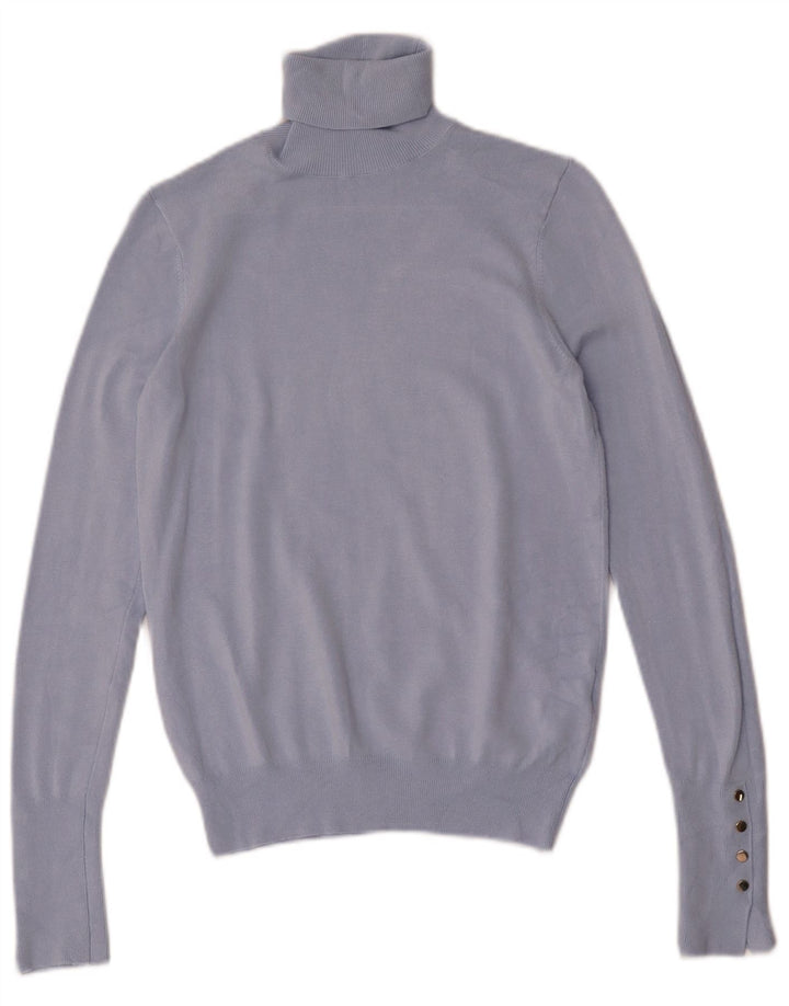 Zara Γυναικείο πουλόβερ με ρολό λαιμόκοψη UK 10 Small Blue Viscose