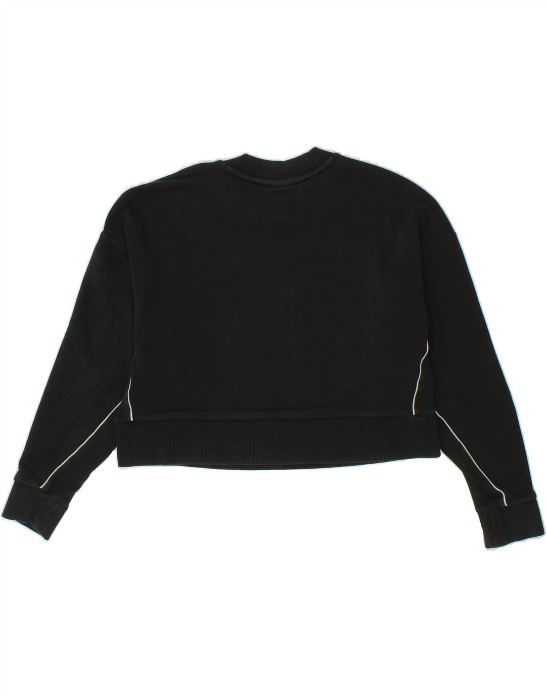 PUMA Womens Oversized Crop Sweatshirt Jumper UK 6 XS Black Vintage Puma and Second-Hand Puma from Messina Hembry 