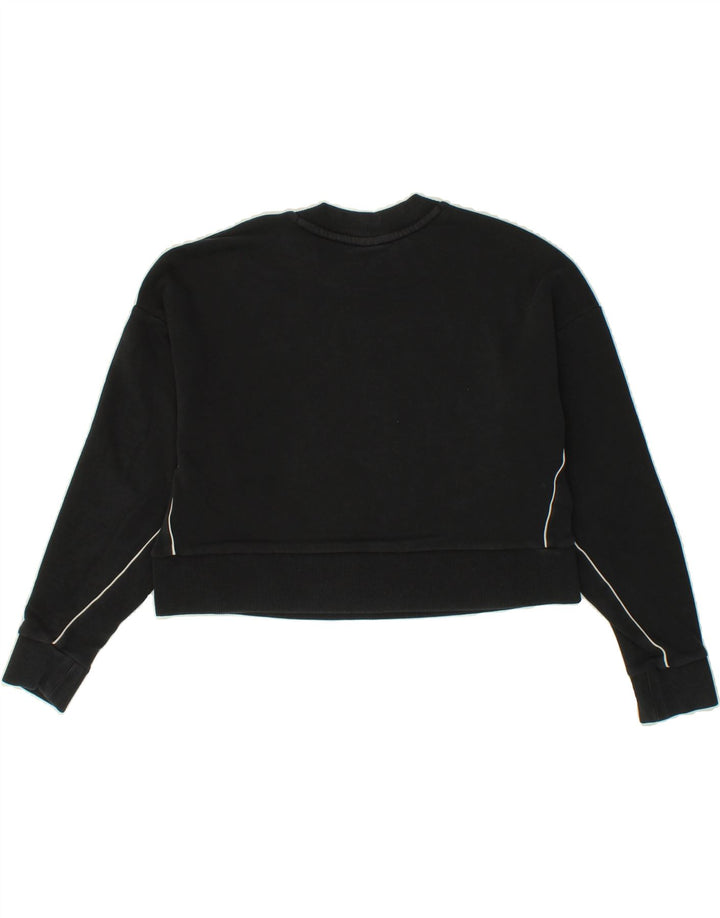 PUMA Womens Oversized Crop Sweatshirt Jumper UK 6 XS Black Vintage Puma and Second-Hand Puma from Messina Hembry 