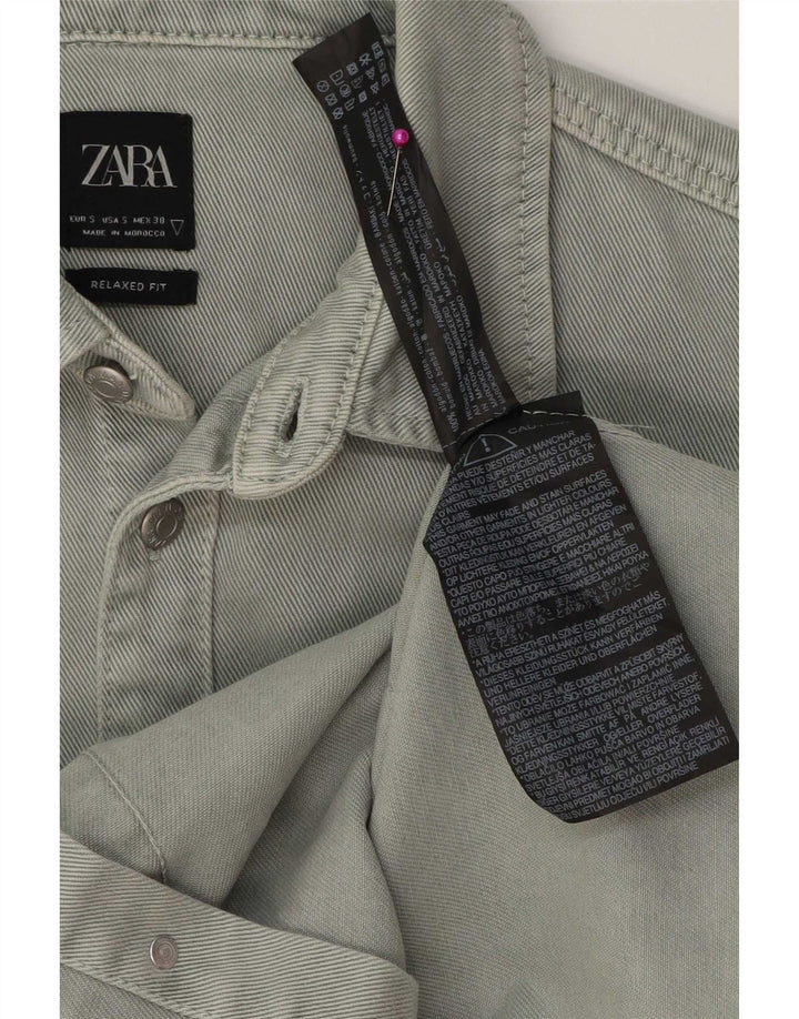 Ανδρικό τζιν πουκάμισο Zara Relaxed Fit Μικρό πράσινο βαμβακερό