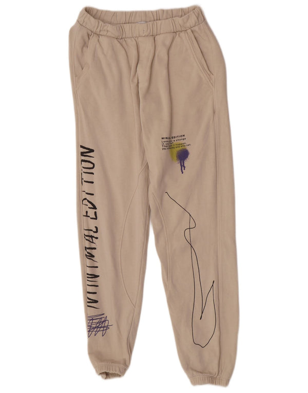 Zara Girls Graphic αθλητική φόρμα παντελόνι Joggers 13-14 ετών Μπεζ βαμβακερό
