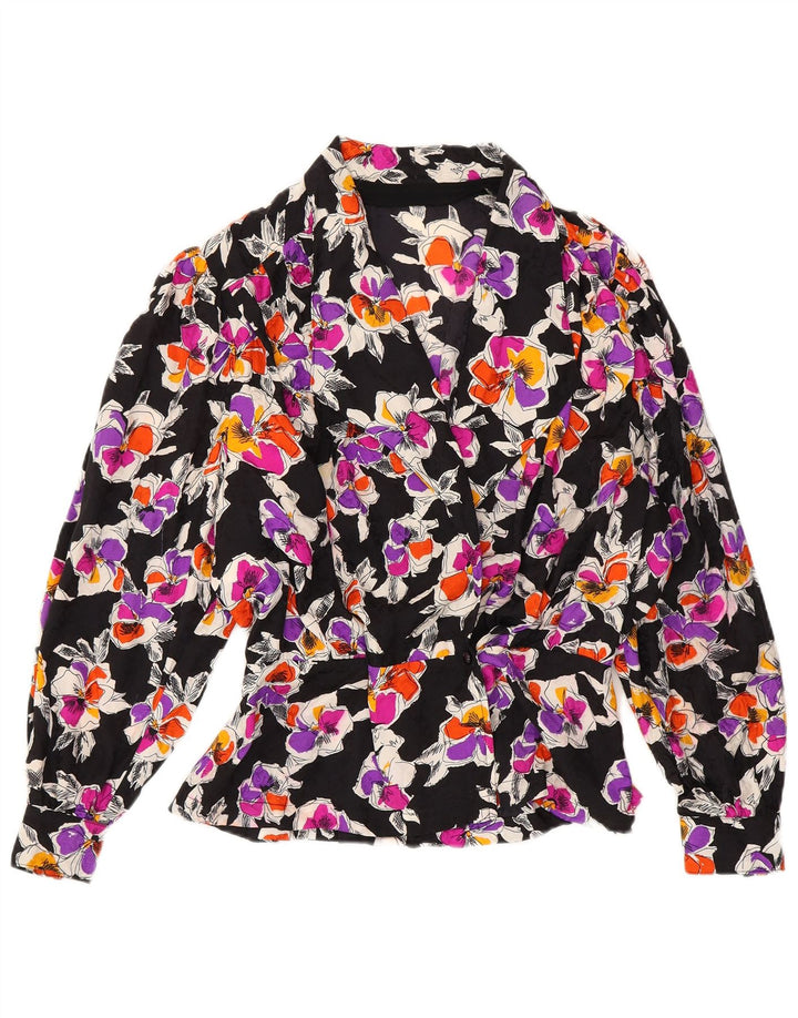 Vintage γυναικείο πουκάμισο μπλούζα UK 12 Medium πολύχρωμο Floral