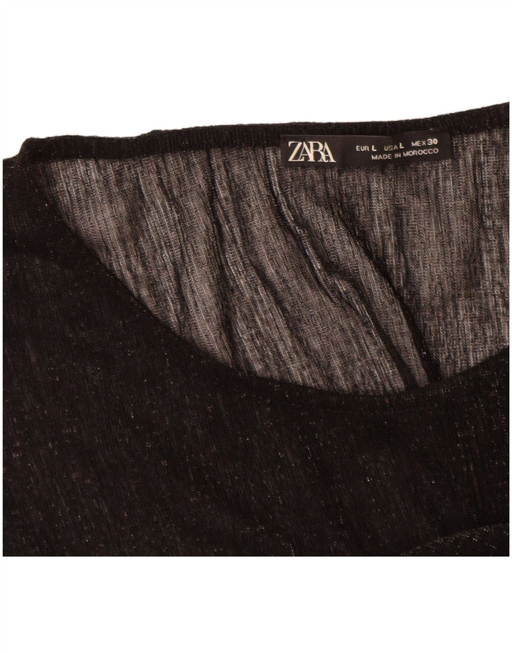 Zara Γυναικεία Μπλούζα Τοπ UK 16 Large Black Flecked