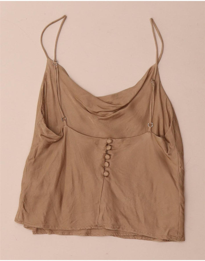 Zara Womens Cami Top UK 10 Small Beige Viscose