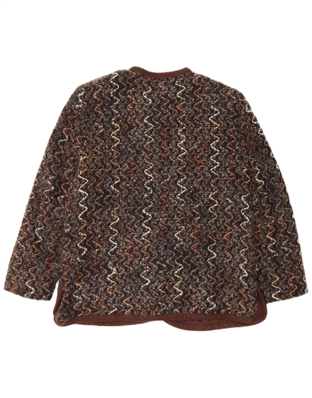 Maglificio Γυναικείο σακάκι με 5 κουμπιά UK 16 μεγάλο καφέ Chevron μαλλί