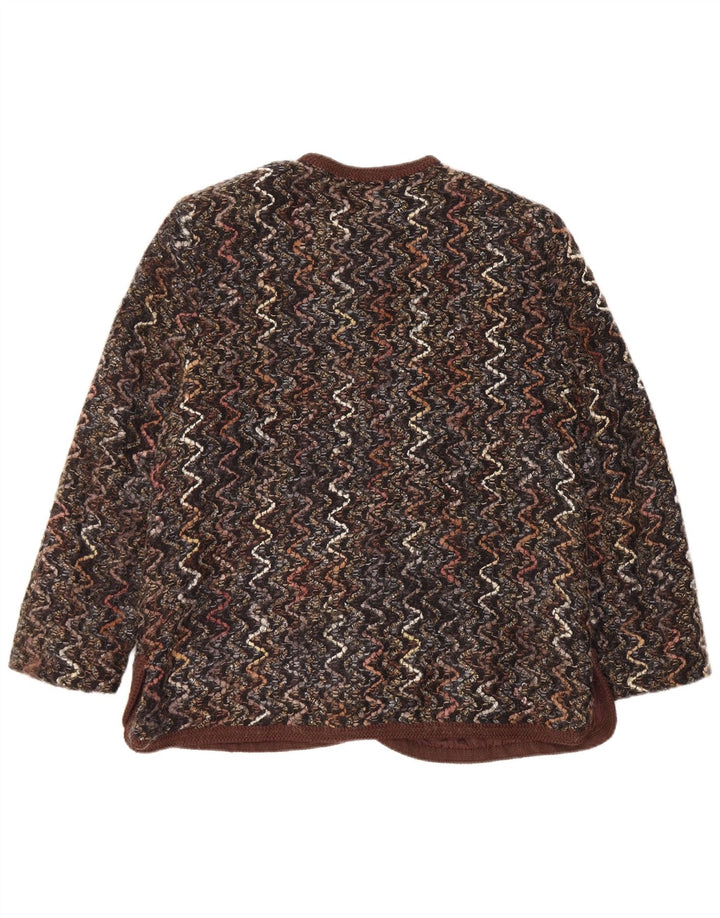 Maglificio Γυναικείο σακάκι με 5 κουμπιά UK 16 μεγάλο καφέ Chevron μαλλί