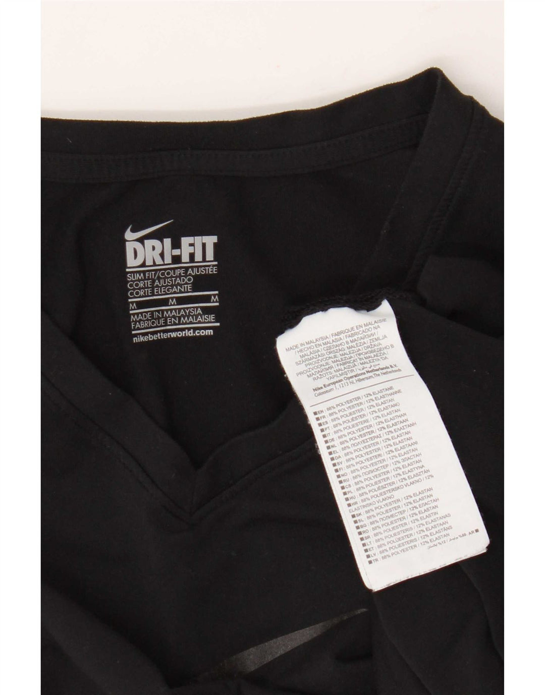 Γυναικείο μπλουζάκι Nike Dri Fit Slim γραφικό Top 12 μεσαίο μαύρο πολυεστέρα