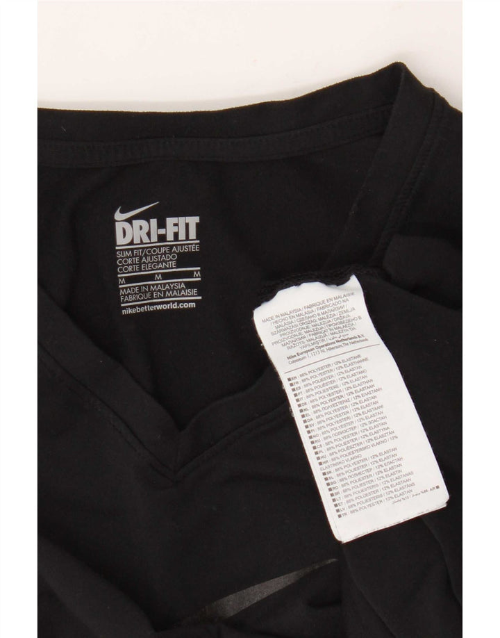 Γυναικείο μπλουζάκι Nike Dri Fit Slim γραφικό Top 12 μεσαίο μαύρο πολυεστέρα
