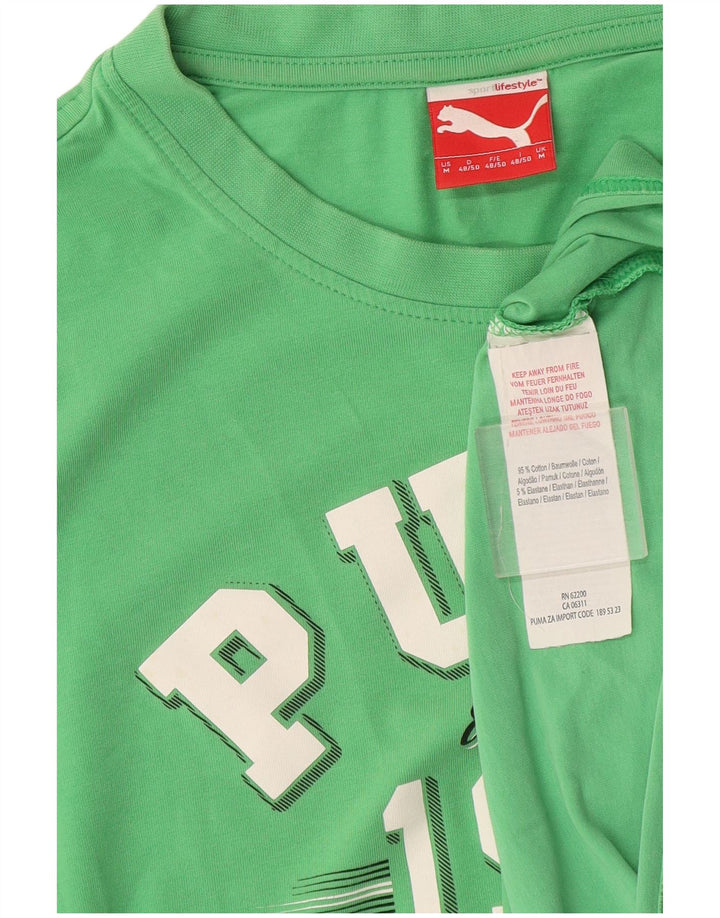 Ανδρικό γραφικό μπλουζάκι Puma, μεσαίο πράσινο βαμβακερό