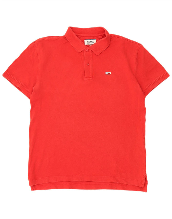 Ανδρικό μπλουζάκι πόλο Tommy Hilfiger, μεσαίο κόκκινο βαμβακερό