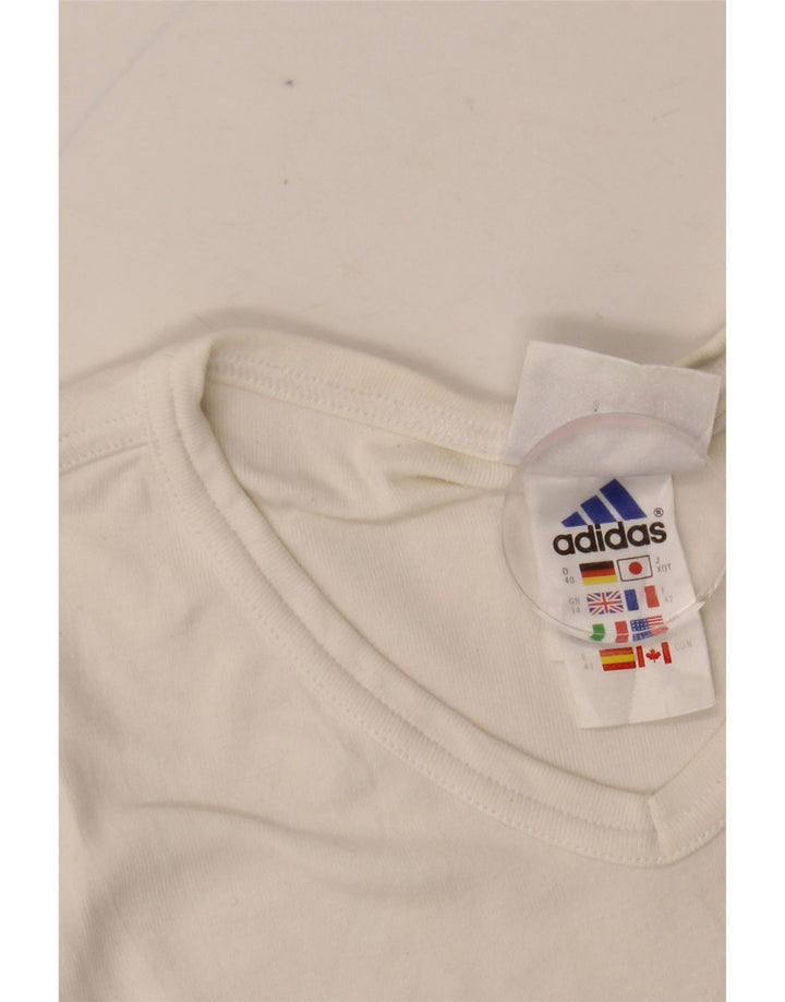Γυναικείο T-Shirt ADIDAS Top UK 14 μεσαίο λευκό βαμβακερό