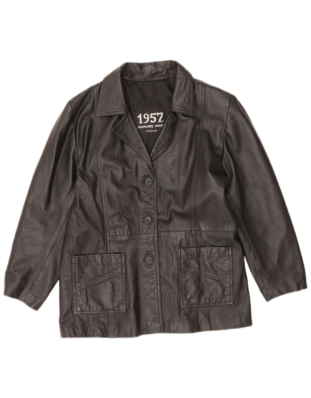 1957 Legendary Womens Leather Jacket UK 14 Medium Black Leather