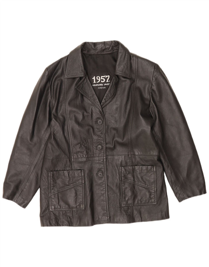 1957 Legendary Womens Leather Jacket UK 14 Medium Black Leather
