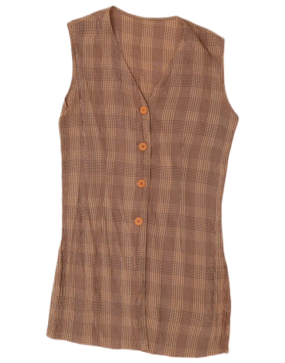 VINTAGE Γυναικείο σετ 4 κουμπιών 2 τεμαχίων UK 10 Small W28 Brown Check Acetate