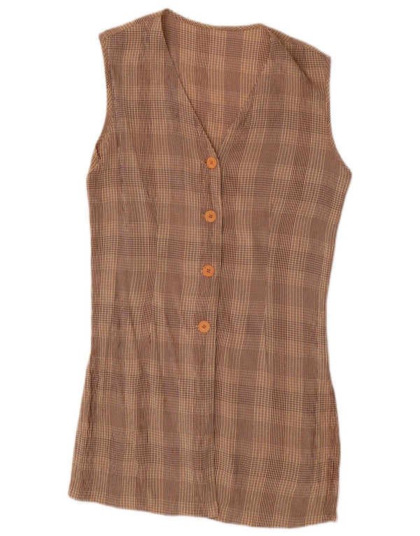 VINTAGE Γυναικείο σετ 4 κουμπιών 2 τεμαχίων UK 10 Small W28 Brown Check Acetate