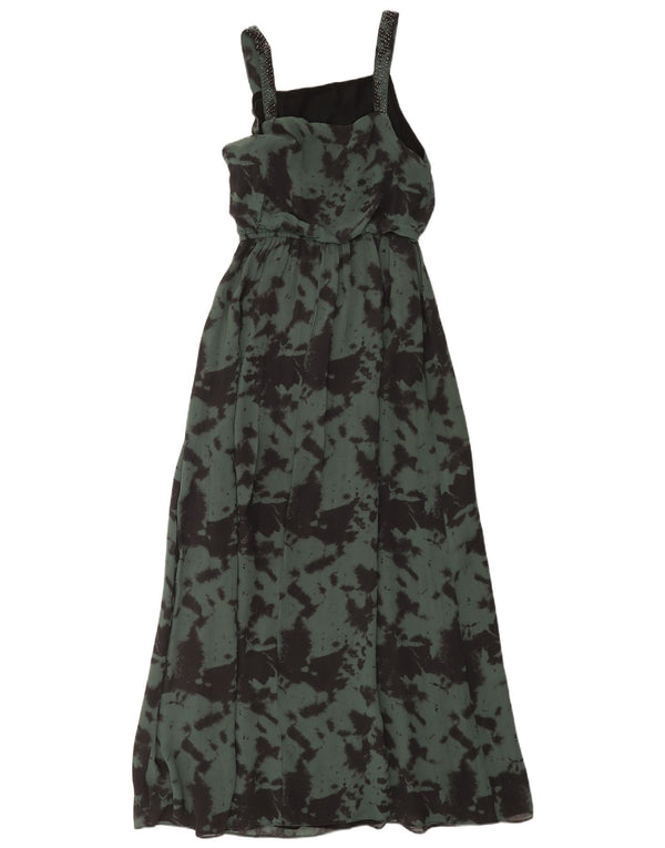 Zara Γυναικείο Αμάνικο Maxi Φόρεμα UK 10 Small Green Tie Dye