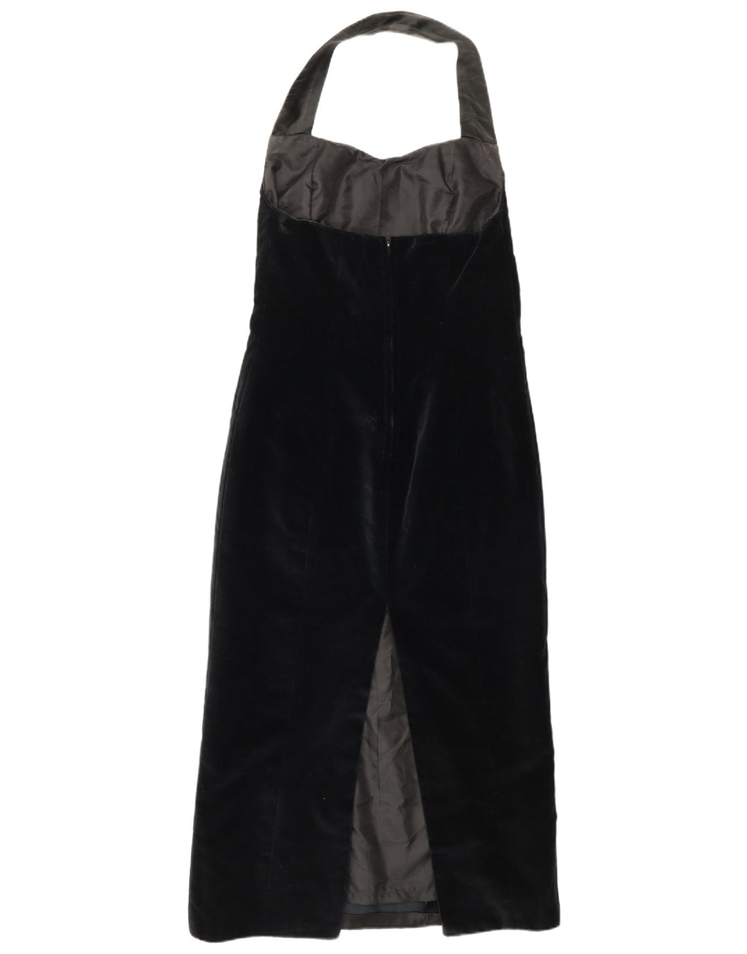 Γυναικείο Velvet Halter φόρεμα VINTAGE UK 10 Small Black