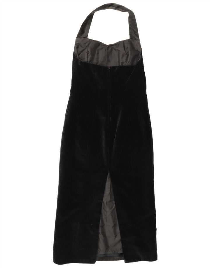 Γυναικείο Velvet Halter φόρεμα VINTAGE UK 10 Small Black
