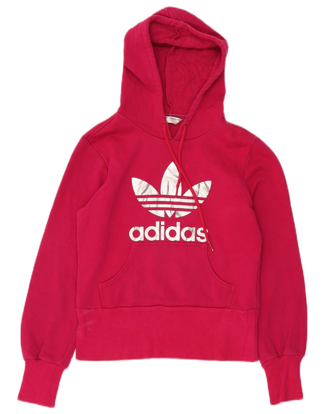 Γυναικεία ADIDAS Crop Graphic Hoodie Jumper IT 36 XS Pink Cotton